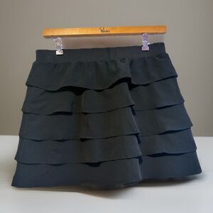 APT 9 Black Tiered Ruffle Skirt Women’s Large Elastic Waist Pull On